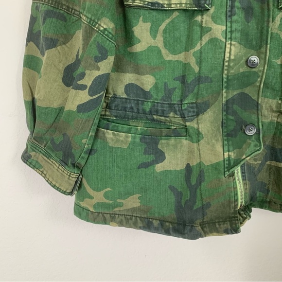 Free people Womens green camo full zip army Jacket M - Picture 3 of 9